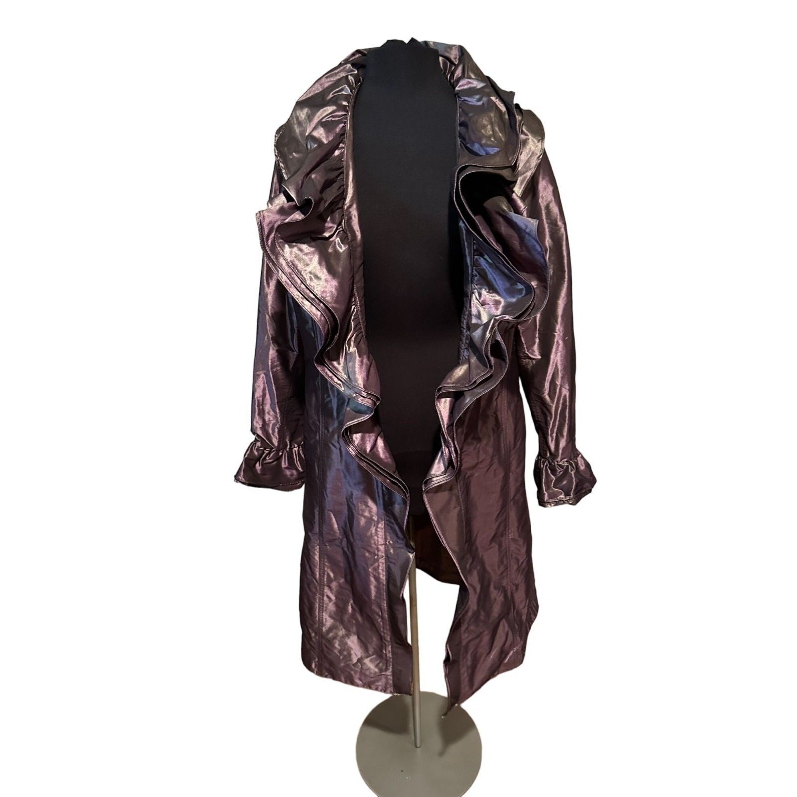 Mycra Pac One Purple Iridescent Ruffle Front Jacket Women's Size M/L